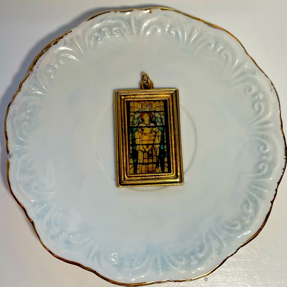 Vintage Estate Faith Pendent ~ Signed
